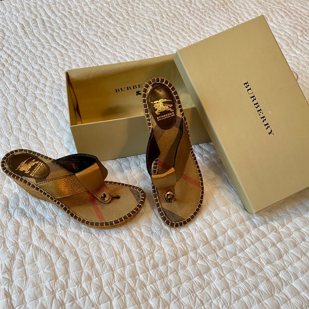 Authentic Burberry Wedges Espadrilles, Size 7